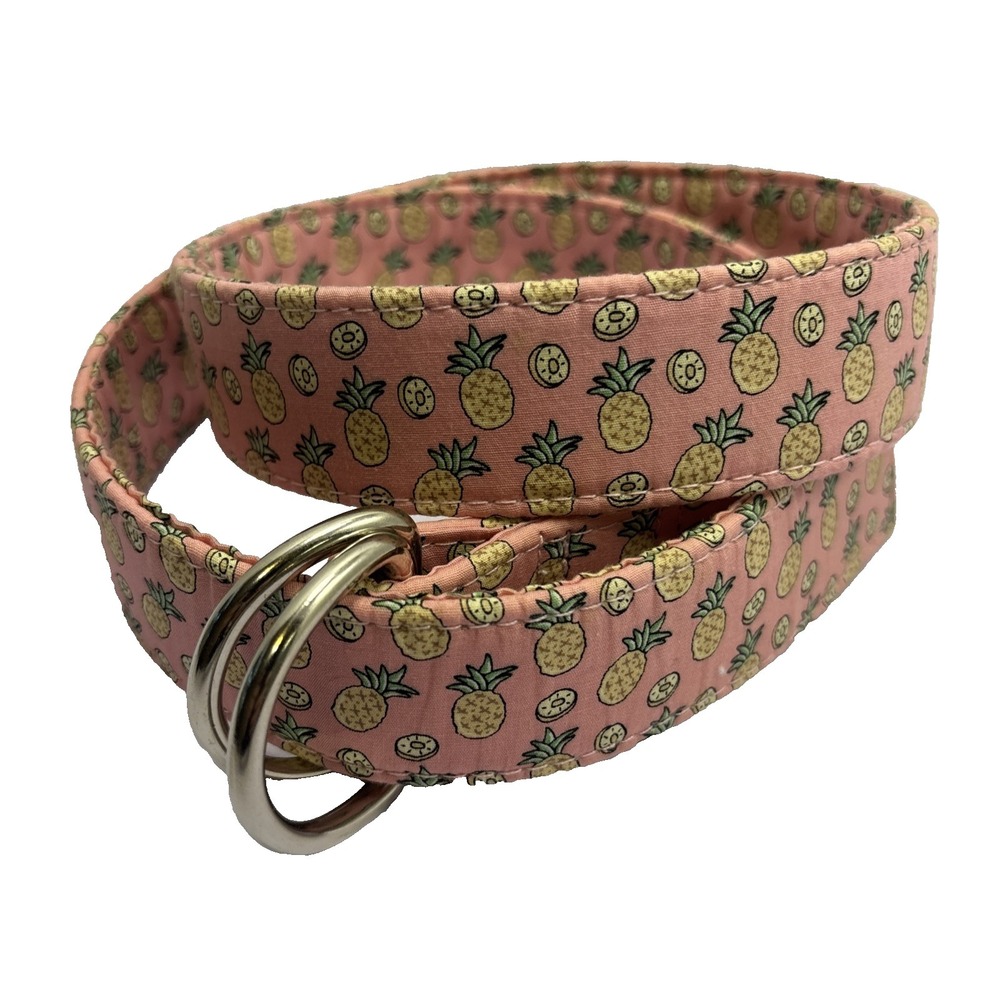 Vineyard Vines Pineapple Belt M Medium Canvas Pink D Ring Coastal Preppy